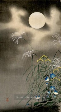 Mond und blaue Blumen Ohara Koson Shin Hanga Ölgemälde